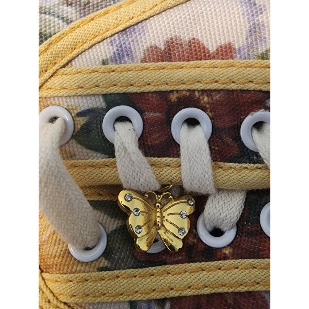 Bradford Exchange Lena Liu Sunflower Sneakers Shoes Butterfly Charm sz 6.5 NEW - Picture 10 of 12